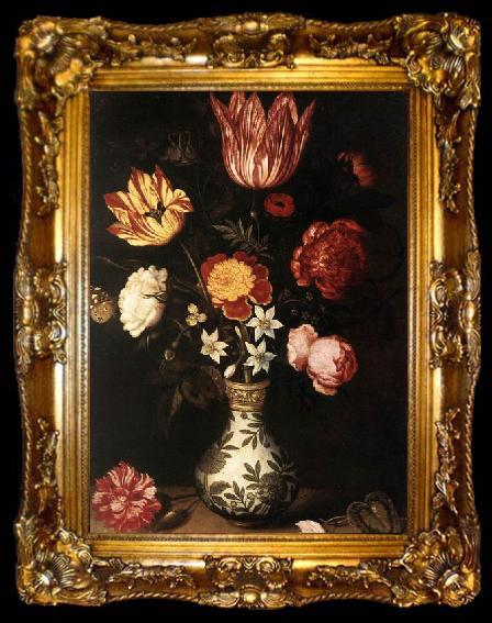 framed  Ambrosius Bosschaert Wan Li vase, ta009-2
